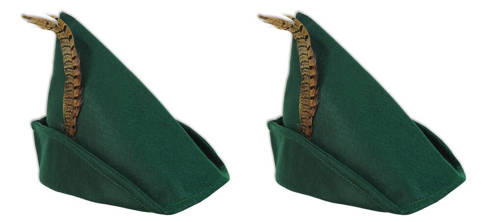 2300 Felt Robin Hood Hats β 2 Pack, Dark Green Costume Headwear